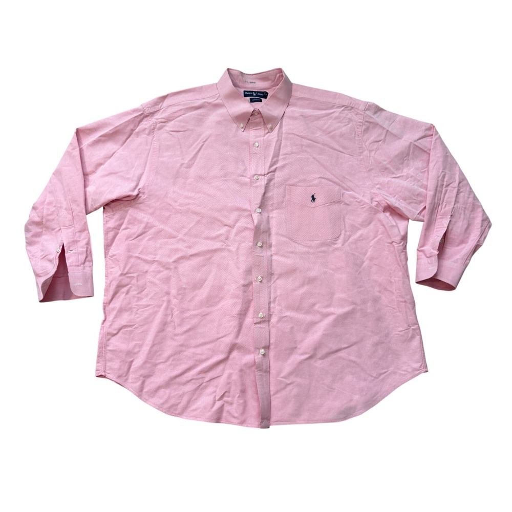 Ralph Lauren Button Down Shirt Mens 3XL Big Oxford Cotton Pink‎ Preppy Casual